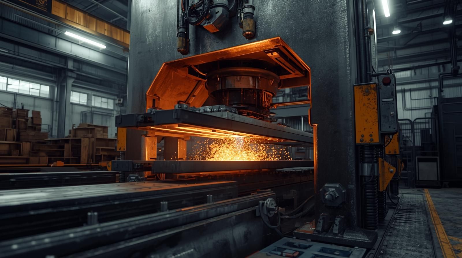 유압 프레스 성형 작업